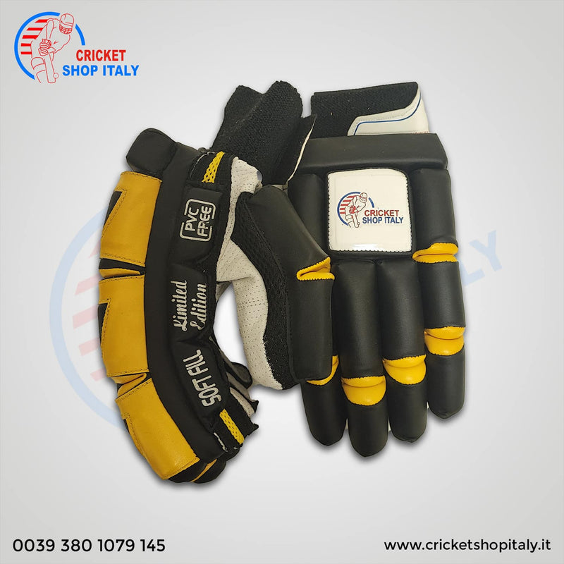 Black/Yellow Cricket Batting Gloves (Mens)