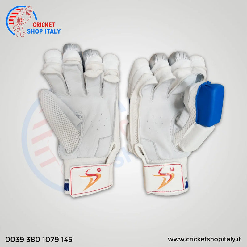 Ds D 1.0 Batting Gloves  Youth ( silver/blu) - Cricket shop italy