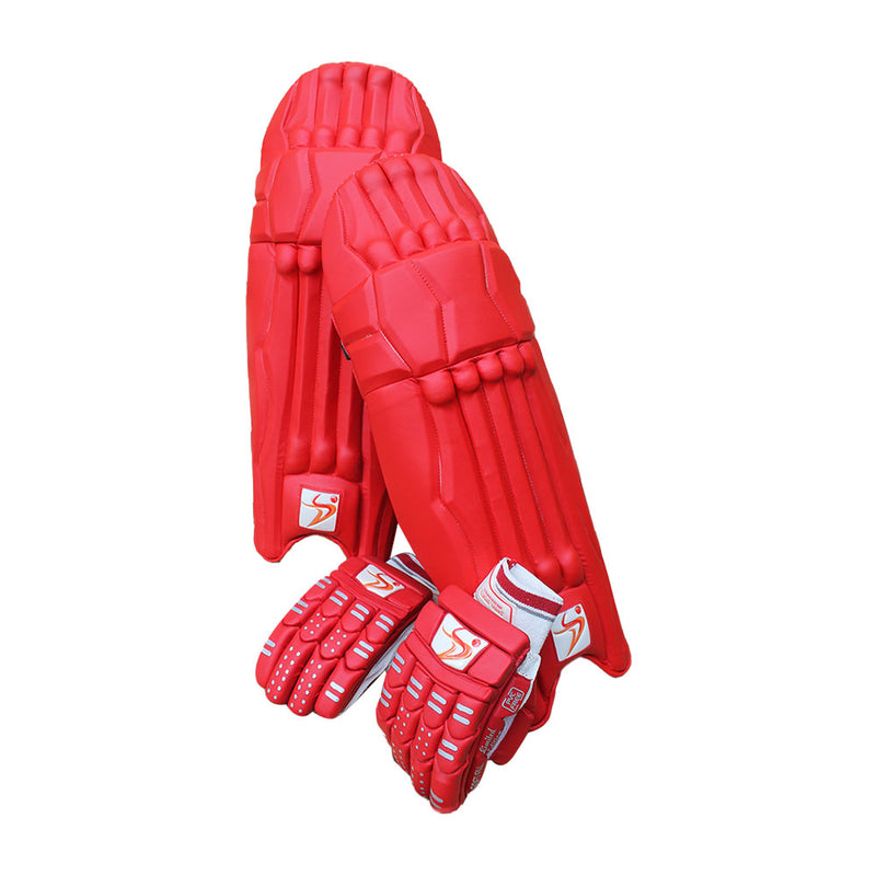 DS Red Cricket Pads Gloves Set
