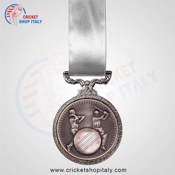 Deluxe Cricket Medal Antique Silver