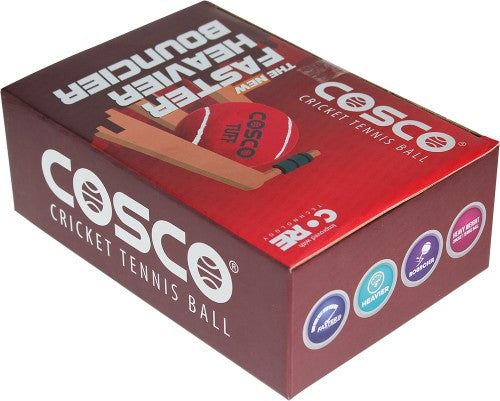 Cosco Tuff Cricket Heavy tennis Ball Red (6 Balls Pack)