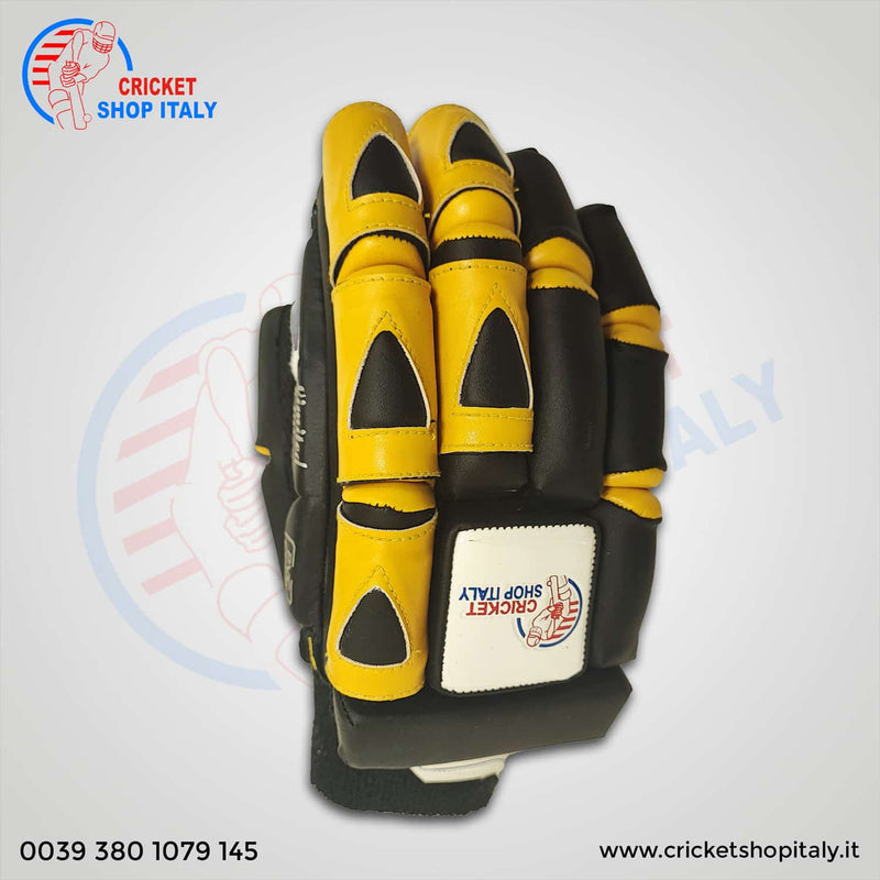 Black/Yellow Cricket Batting Gloves (Mens)