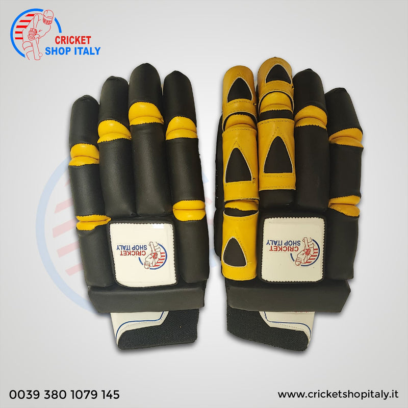 Black/Yellow Cricket Batting Gloves (Mens)